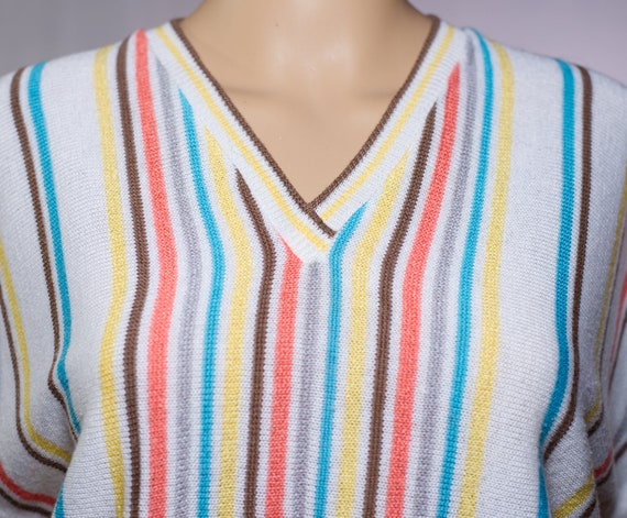 Vintage 1970s Striped Knit Top | Medium | 6 - image 3