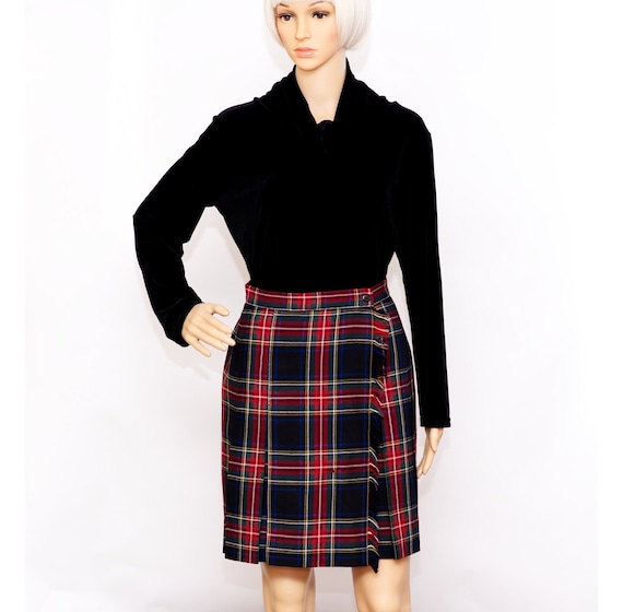 Vintage 1990s Wool Plaid Wrap Skirt | Small | 3 - image 1