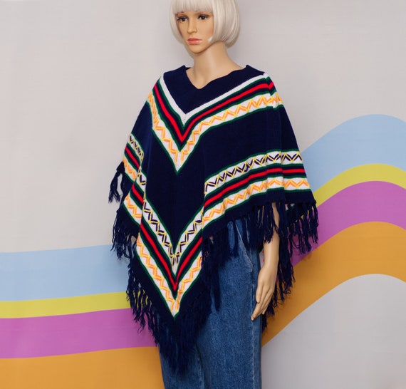 Vintage 1970s Sweater Poncho - image 1