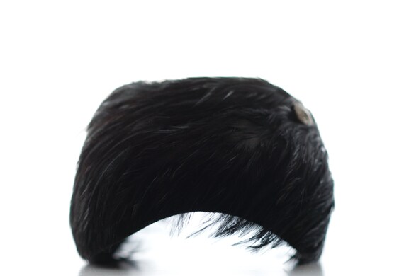 Vintage 1950s Black Feathered Hat | 50s Velour - image 2