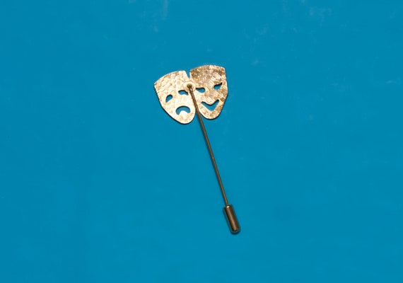 Vintage 1980s Comedy Tragedy Masks Stick Pin - image 3