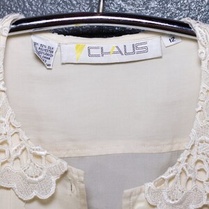 Vintage 1980s Lace Collar Ivory Blouse Medium 17 image 7