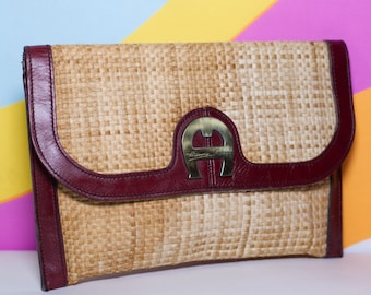 Vintage 70s/80s Woven Etienne Aigner Envelope Clutch