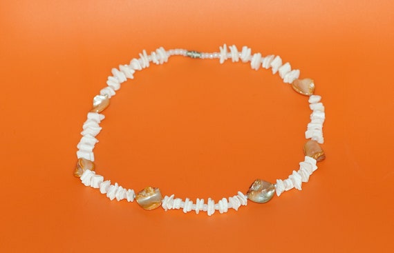 Vintage Puka Shell Necklace with Abalone - image 1