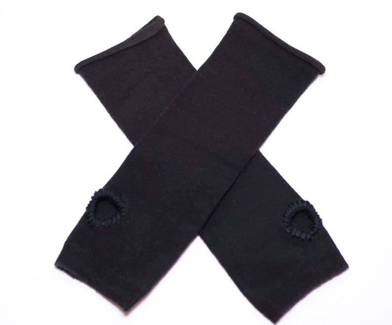 Black Cupcake Arm Warmers / Fingerless Gloves image 4