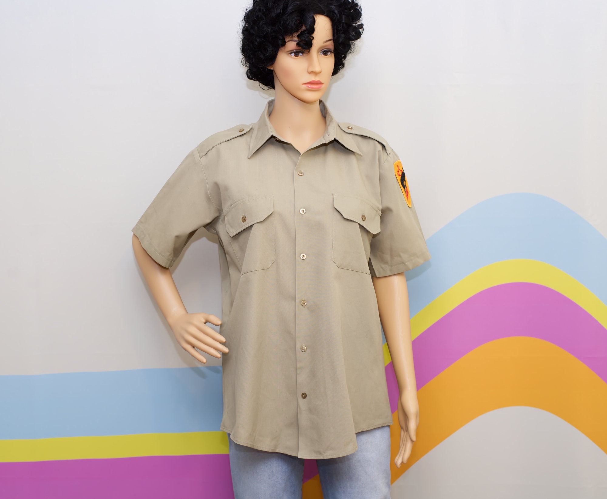 Vintage Khaki Military Shirt NMMI Medium 15 Etsy