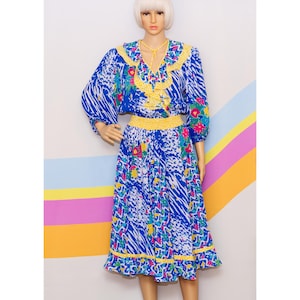 Vintage 1980s Colorful Assorti Dress | Small | i-5