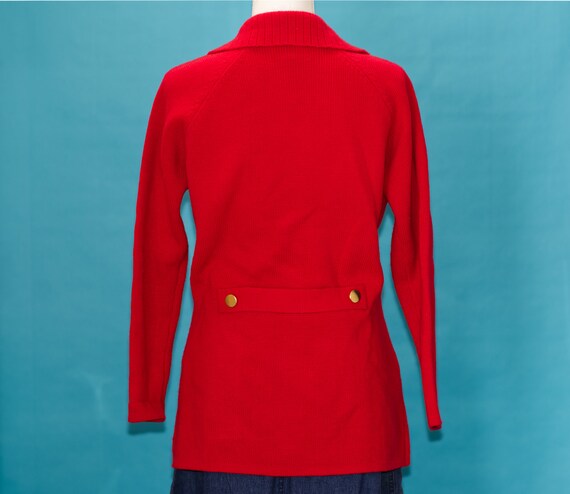 Vintage 1970s Red Sweater | Cardigan Blazer | Med… - image 3