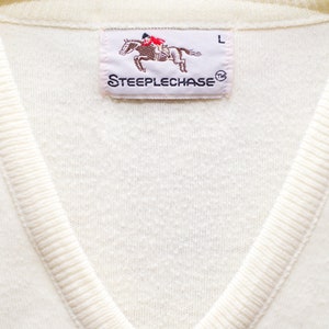 Vintage 1970s Cream V-Neck Sweater by Steeplechase Medium / Large image 4