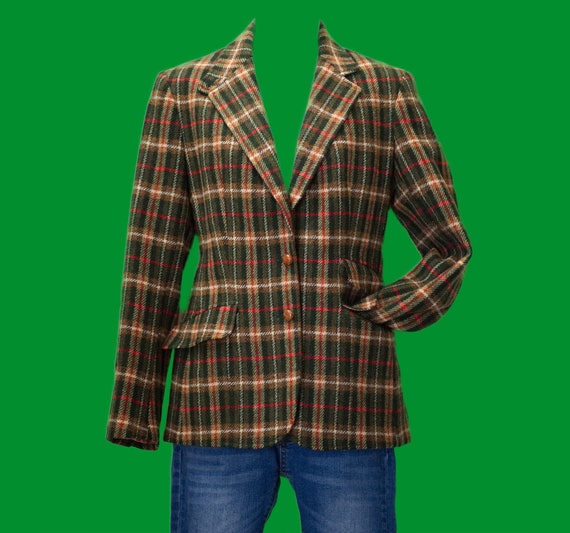 Vintage 1970s Wool Plaid Blazer | 70s Evan Picone