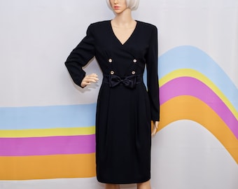 Vintage 1980s Talbots Black Dress With Bow | Kathryn Conover