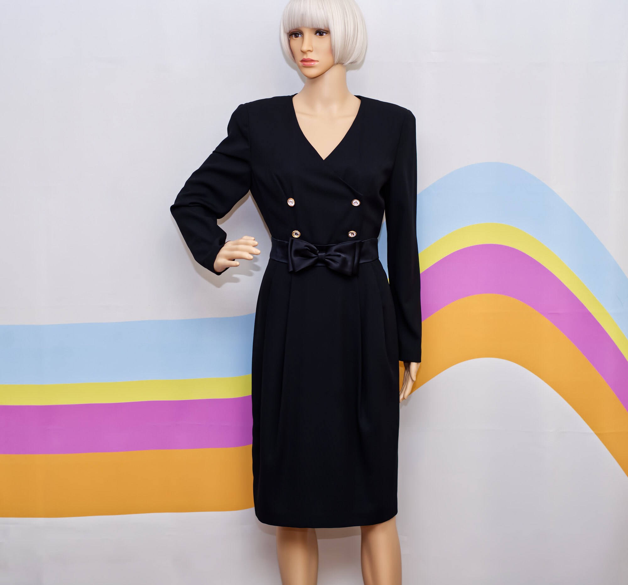 Vintage 1980s Talbots Black Dress With Bow | Kathryn Conover