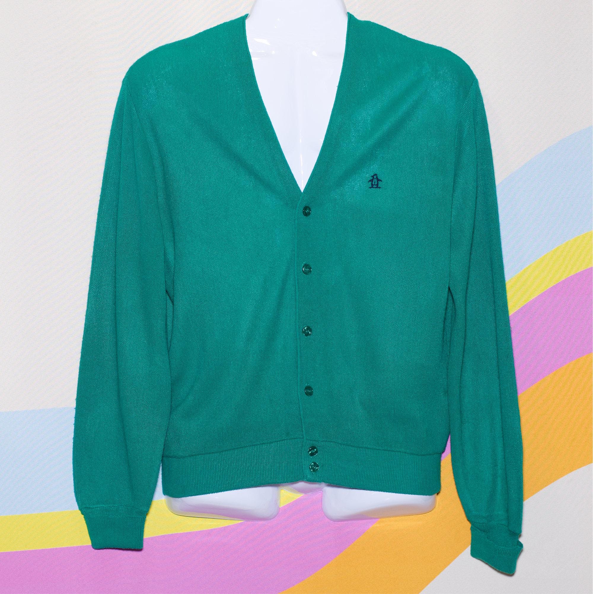 Vintage 1980s Munsingwear Grand Slam Penguin Green Cardigan