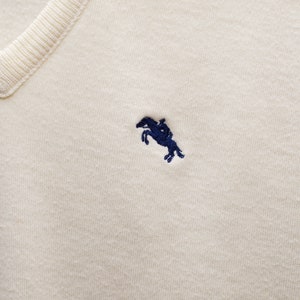 Vintage 1970s Cream V-Neck Sweater by Steeplechase Medium / Large image 3