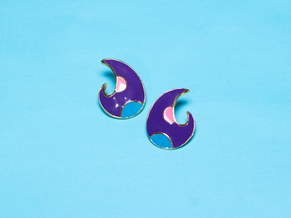 Vintage 1980s Purple Earrings - image 1