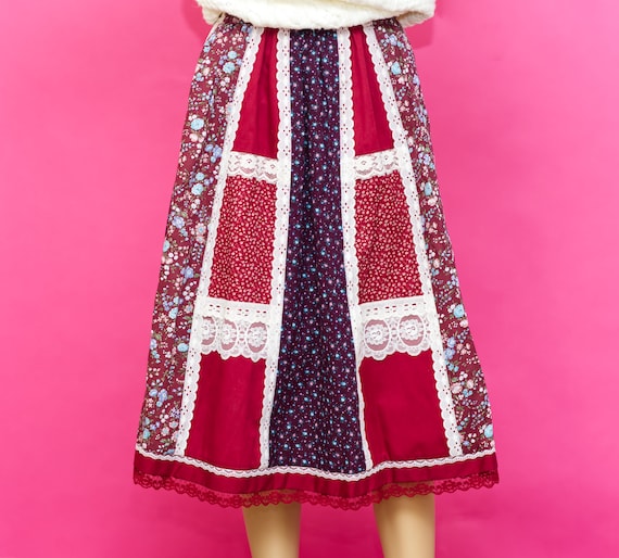 Vintage 1970s Patchwork Skirt | Small / Medium | 3 - image 1