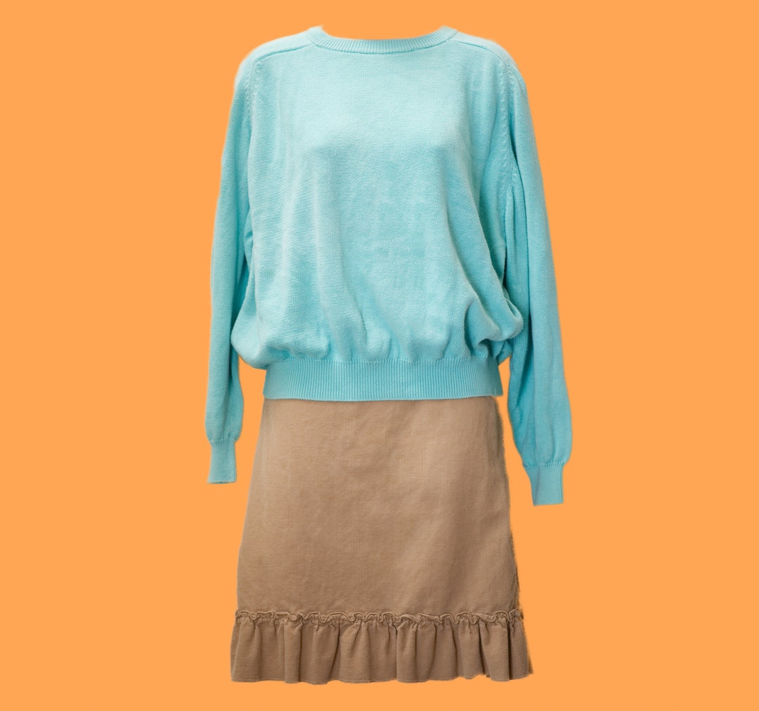 Vintage 80s Sweater 1980s Aqua Blue Sweater Etsy UK