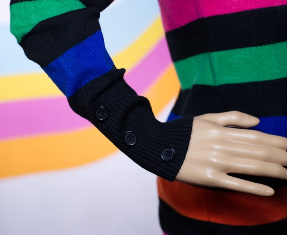Vintage 1990s Colorful Striped Sweater | Small / … - image 3