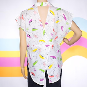 Vintage 1980s Colorful Abstract Blouse | Medium