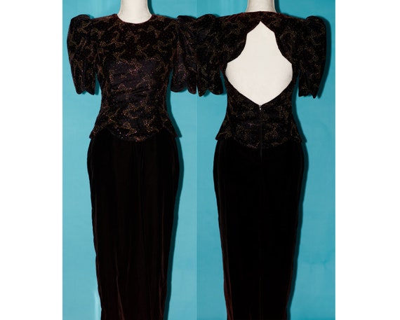 Vintage 1980s Scott McClintock Velvet Dress | Smal