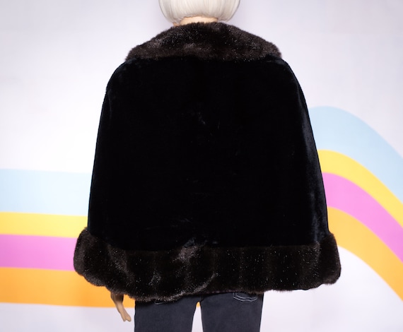 Vintage 1960s Faux Fur Cape Dark Brown | Small/Me… - image 2