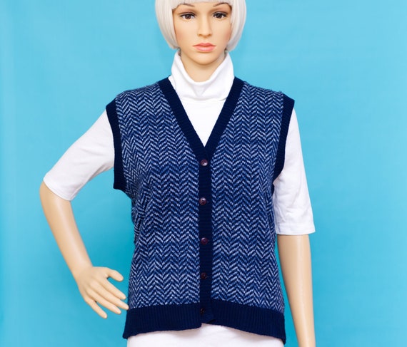 Vintage 1980s Blue Sweater Vest | Medium - image 1