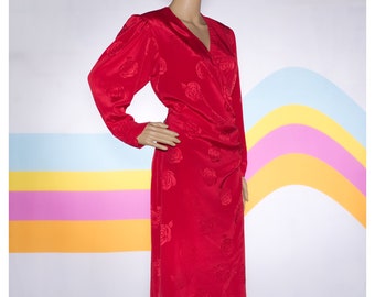 Vintage 1980s Red Ruched Waist Dress | Medium/Large | i-7