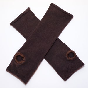 Brown Arm Warmers / Fingerless Gloves image 4