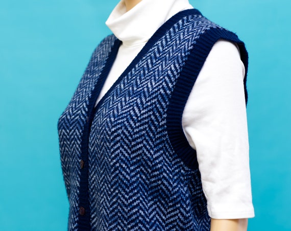 Vintage 1980s Blue Sweater Vest | Medium - image 3