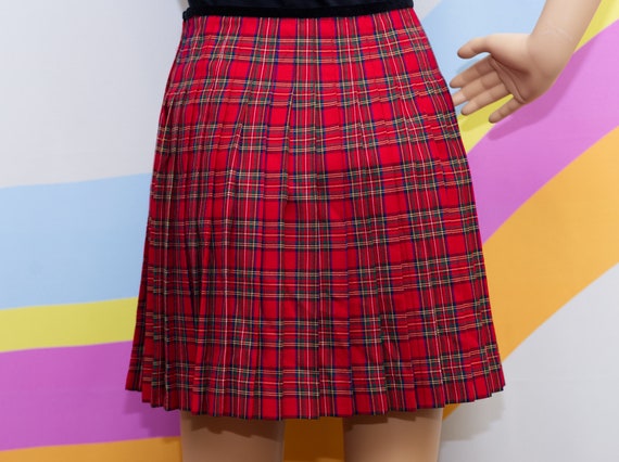 Vintage 1990s Plaid Pleated Wrap Skirt | Small | 9 - image 4