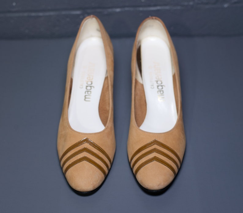 Vintage 1970s Tan Brown Chevron Magdesians Shoes Size 7 image 2