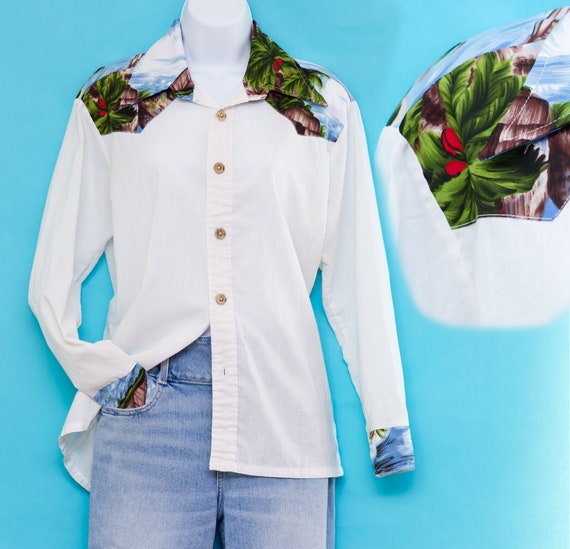 Vintage 1970s Hawaiian Western Shirt | Medium / L… - image 1