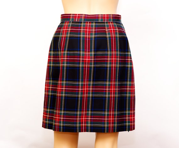 Vintage 1990s Wool Plaid Wrap Skirt | Small | 3 - image 3