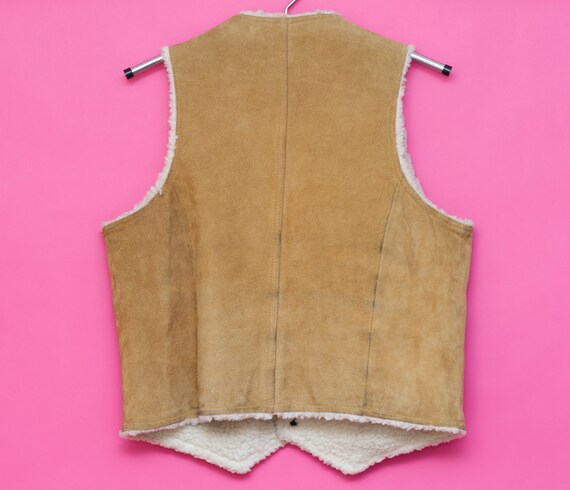 Vintage Tan Suede Sherpa Vest | Medium - image 5