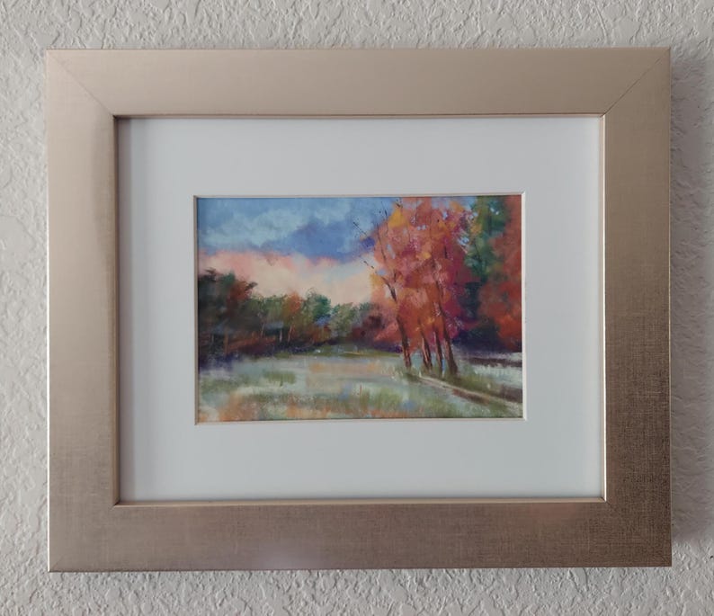 Original Fall Landscape Painting: Matted 5x7" Pastel, Ready to Frame - Etsy