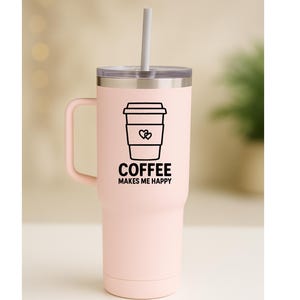 Coffee Makes Me Happy Decal, Cute Vinyl Cup Sticker for Coffee Lovers, Tumbler or Mug Decal, Free Shipping
