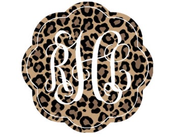 Leopard Print Monogram Leopard Print Monogram Decal, Personalized Vinyl Sticker - Etsy
