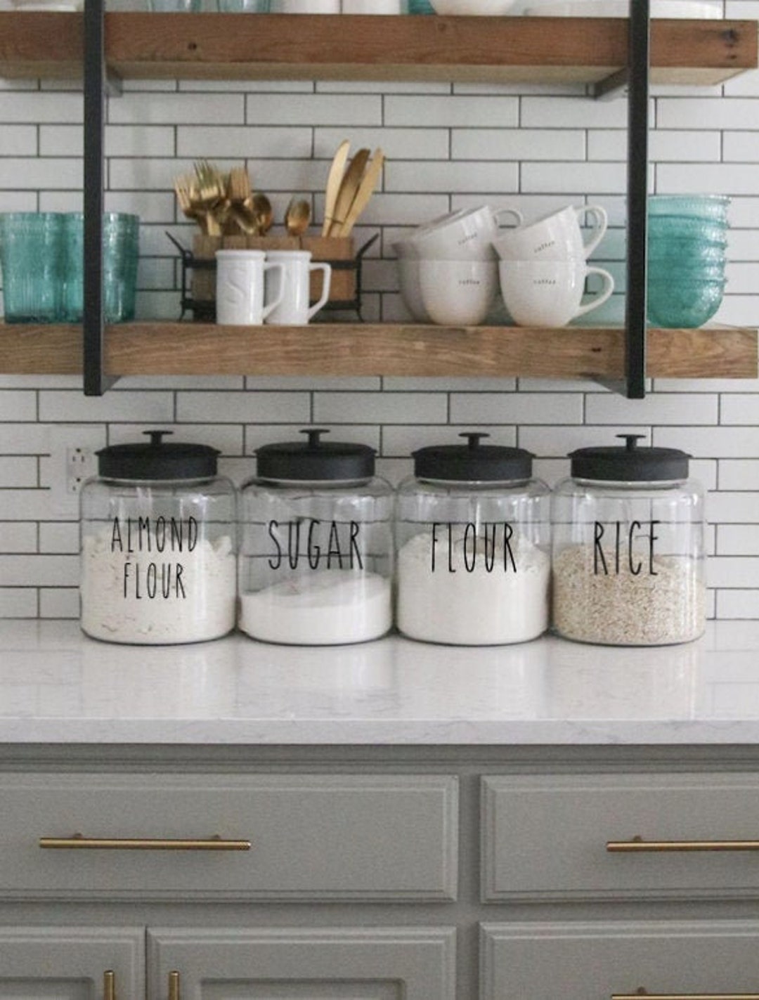 Custom Pantry Labels, Farmhouse Kitchen Vinyl Decals - Etsy