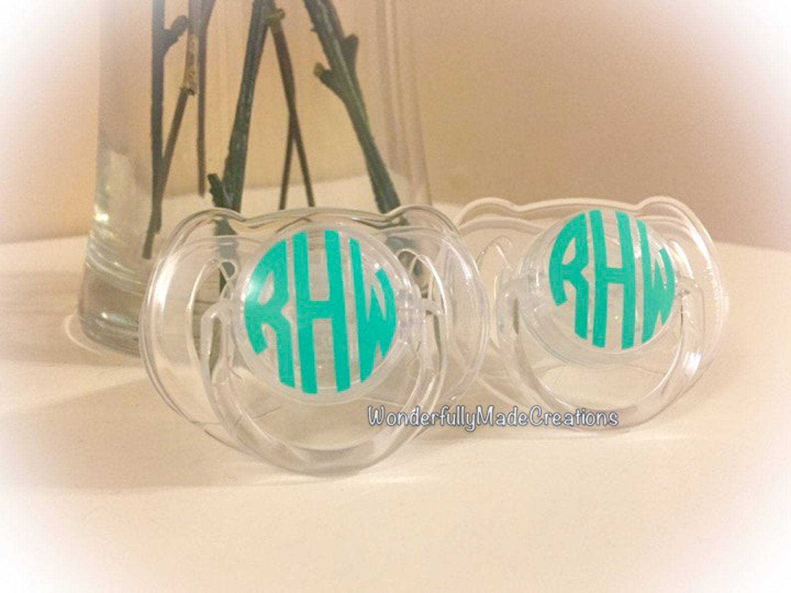 Pacifier Monogram Decals // Set of 5 Decals // Pacifier Labels Etsy