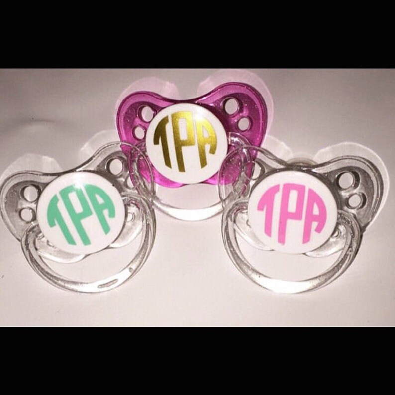 Pacifier Monogram Decals // Set of 5 Decals // Pacifier Labels Etsy