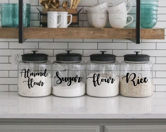 Farmhouse Pantry Labels, Vinyl Kitchen Canister Decals