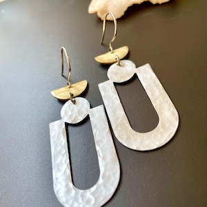 Mixed Metal Earrings/Steel Earrings/Brass Earrings/Mixed Metal/Mixed Metal Jewelry/Silver/Gold/Geometric Earrings/Silver Earrings/Geometric