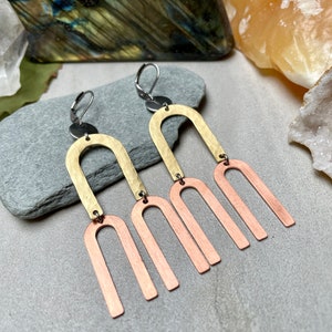 Mixed Metal Earrings/Brass Earrings/Copper Earrings/Steel/Geometric Earrings/Arch Earrings/Architectural/Modern Earrings/Mixed Metals