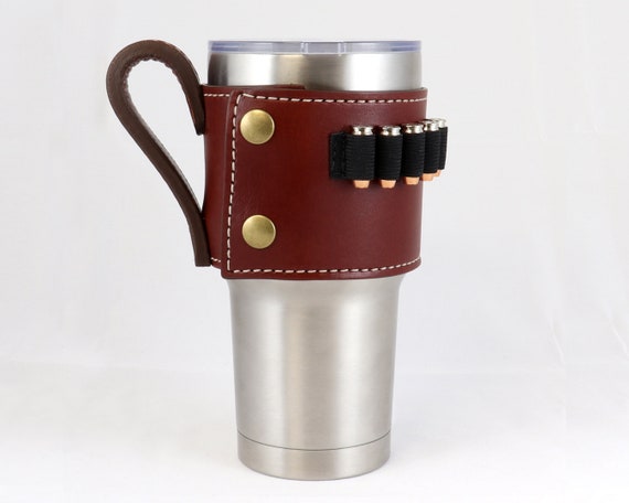 Rattlesnake Leather Yeti Cup Sleeve w/Handle - Tannare Leather