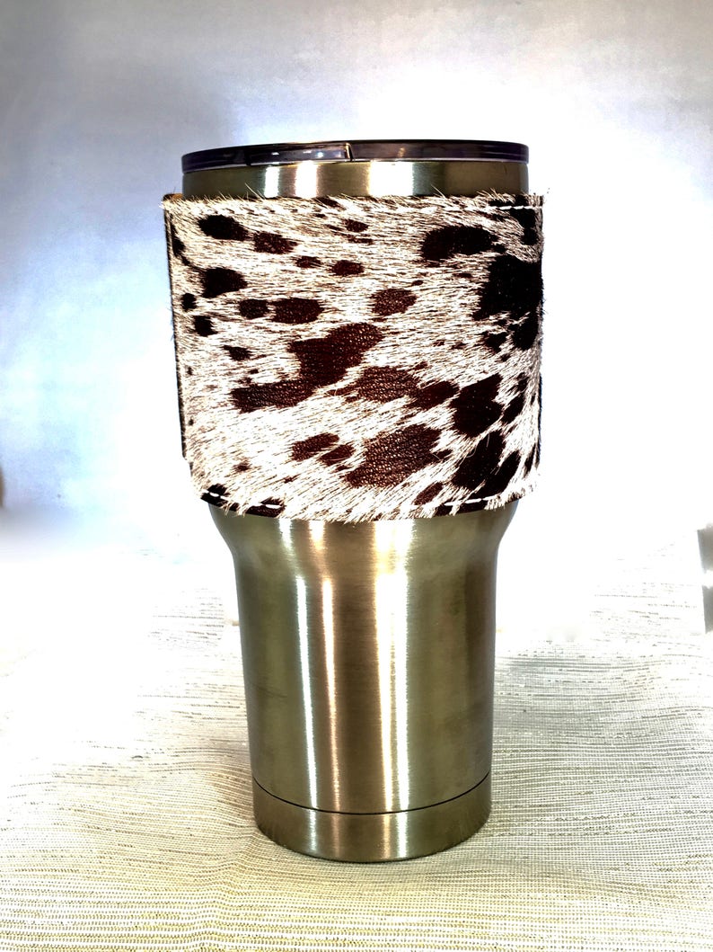 Brown Cowhide Yeti Cup Sleeve w/Handle 20 oz or 30 oz Etsy