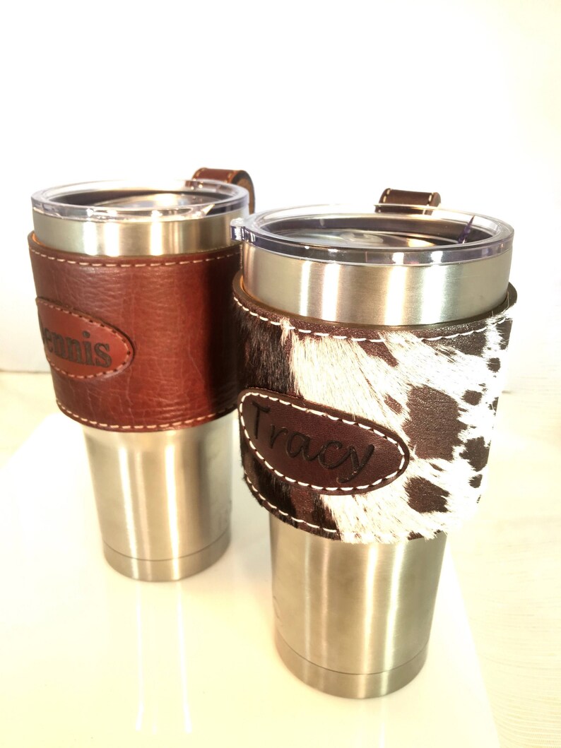 Brown Cowhide Yeti Cup Sleeve w/Handle 20 oz or 30 oz Etsy