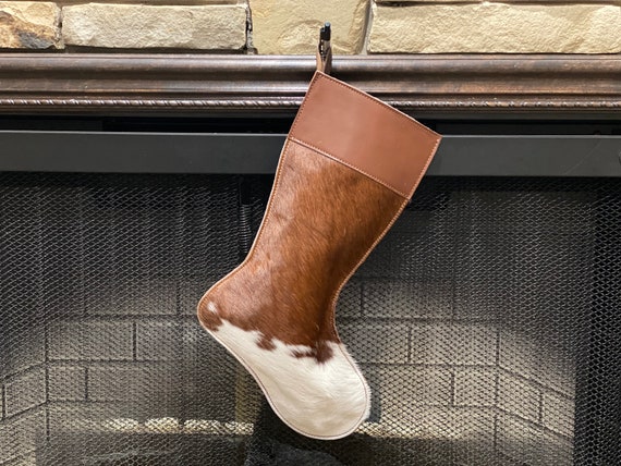 Christmas Cowhide Longhorn Leather Stocking. 