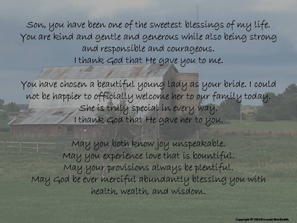 Mother of the Groom Speech Help, Groom's Mother Reception Toast, Blessing by Mother of the Groom