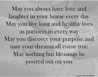 Wedding Blessing Print, Marriage Toast Download, Prayer for Bride and Groom, Poetry for Nuptials, May you always have love and laughter