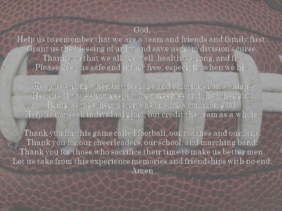Football Team Poem Digital Print, Footbal Pregame Prayer, Football